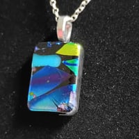 Image 3 of Hand Crafted Dichroic Fused Glass Pendant Necklace W/ Chain #1680