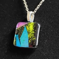 Image 3 of Hand Crafted Dichroic Fused Glass Pendant Necklace W/ Chain #1712