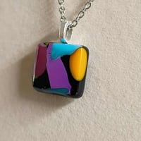 Image 3 of Hand Crafted Dichroic Fused Glass Pendant Necklace W/ Chain #1734