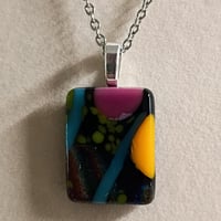 Image 3 of Hand Crafted Dichroic Fused Glass Pendant Necklace W/ Chain #1731