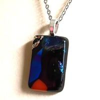 Image 3 of Hand Crafted Dichroic Fused Glass Pendant Necklace W/ Chain #1679