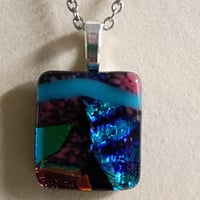 Image 3 of Hand Crafted Dichroic Fused Glass Pendant Necklace W/ Chain #1721