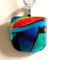 Image 3 of Hand Crafted Dichroic Fused Glass Pendant Necklace W/ Chain #1728