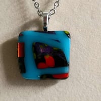 Image 4 of Hand Crafted Dichroic Fused Glass Pendant Necklace W/ Chain #1676