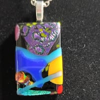 Image 3 of Hand Crafted Dichroic Fused Glass Pendant Necklace W/ Chain #1696