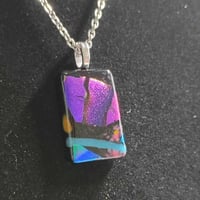 Image 4 of Hand Crafted Dichroic Fused Glass Pendant Necklace W/ Chain #1650