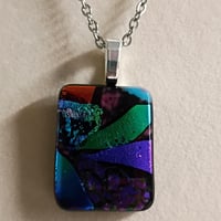 Image 3 of Hand Crafted Dichroic Fused Glass Pendant Necklace W/ Chain #1720