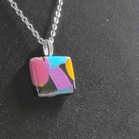 Image 4 of Hand Crafted Dichroic Fused Glass Pendant Necklace W/ Chain #1734