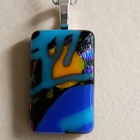 Image 3 of Hand Crafted Dichroic Fused Glass Pendant Necklace W/ Chain #1735