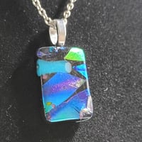 Image 4 of Hand Crafted Dichroic Fused Glass Pendant Necklace W/ Chain #1680