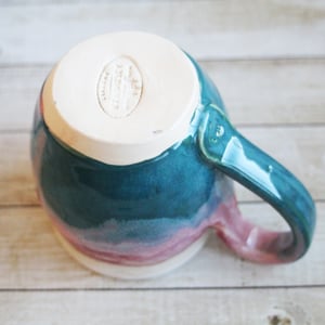 Image of Colorful 14 Ounce Coffee Cup, Handmade Pottery Mug, Made in USA