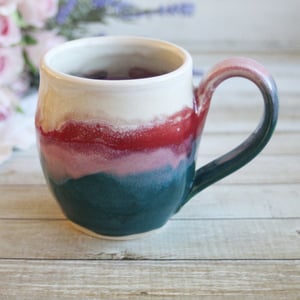 Image of Colorful 14 Ounce Coffee Cup, Handmade Pottery Mug, Made in USA