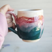 Image 4 of Colorful 14 Ounce Coffee Cup, Handmade Pottery Mug, Made in USA
