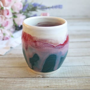 Image of Colorful 14 Ounce Coffee Cup, Handmade Pottery Mug, Made in USA