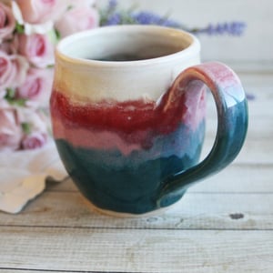 Image of Colorful 14 Ounce Coffee Cup, Handmade Pottery Mug, Made in USA