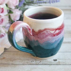 Image of Colorful 14 Ounce Coffee Cup, Handmade Pottery Mug, Made in USA