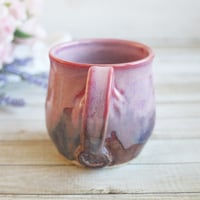 Image 6 of Pink and Purple Mug with Dripping Glazes, Handmade Pottery Coffee Cup, Made in USA