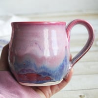 Image 3 of Pink and Purple Mug with Dripping Glazes, Handmade Pottery Coffee Cup, Made in USA