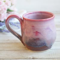 Image 1 of Pink and Purple Mug with Dripping Glazes, Handmade Pottery Coffee Cup, Made in USA
