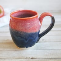 Image 2 of Orange and Blue Mug, Handmade Pottery Mug, 14 Ounce, Made in USA