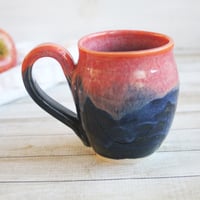 Image 1 of Orange and Blue Mug, Handmade Pottery Mug, 14 Ounce, Made in USA