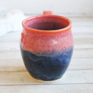 Image of Orange and Blue Mug, Handmade Pottery Mug, 14 Ounce, Made in USA