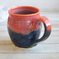 Image 4 of Orange and Blue Mug, Handmade Pottery Mug, 14 Ounce, Made in USA