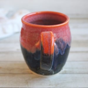 Image of Orange and Blue Mug, Handmade Pottery Mug, 14 Ounce, Made in USA