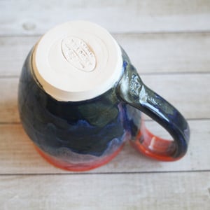 Image of Orange and Blue Mug, Handmade Pottery Mug, 14 Ounce, Made in USA