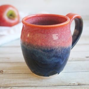 Image of Orange and Blue Mug, Handmade Pottery Mug, 14 Ounce, Made in USA