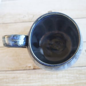 Image of Shades of Blue Mug with Dripping Glazes, 14 Ounce Handcrafted Coffee Cup, Made in USA