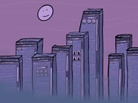 Moon over Wireframe City