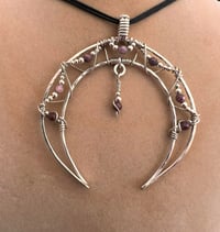 Sterling Silver Ruby Lunula Talisman Necklace