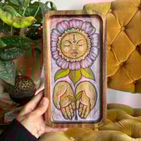 Image 1 of Hand-Burned 'Flower Mama' Acacia Wood Tray