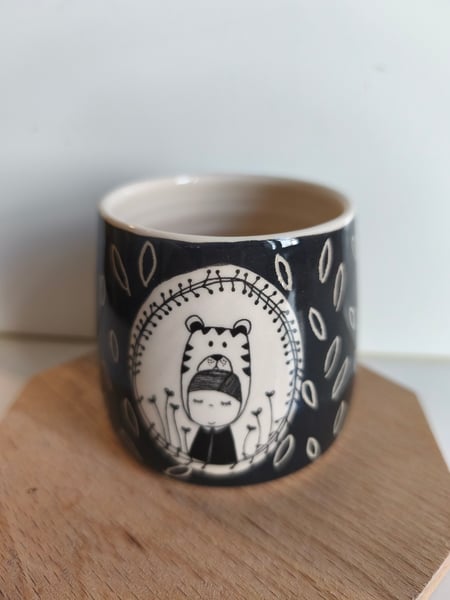 Image of    Petite tasse tigre noir et blanc 