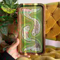 Image 1 of Hand-Burned 'Enso Fish' Acacia Wood Tray