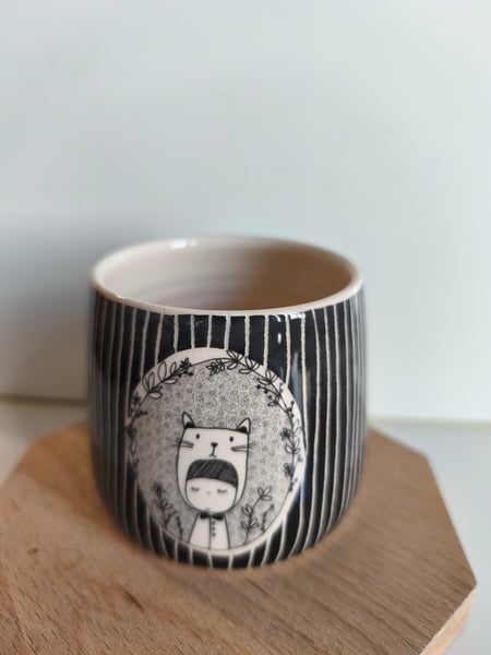 Image of     Petite tasse  chat noir et blanc 