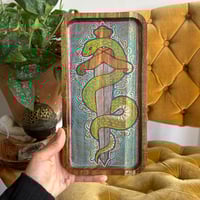 Image 1 of Hand-Burned 'Serpent' Acacia Wood Tray