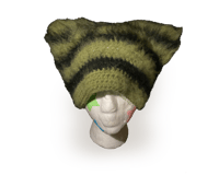 Image 1 of Green Striped Meow Beanie