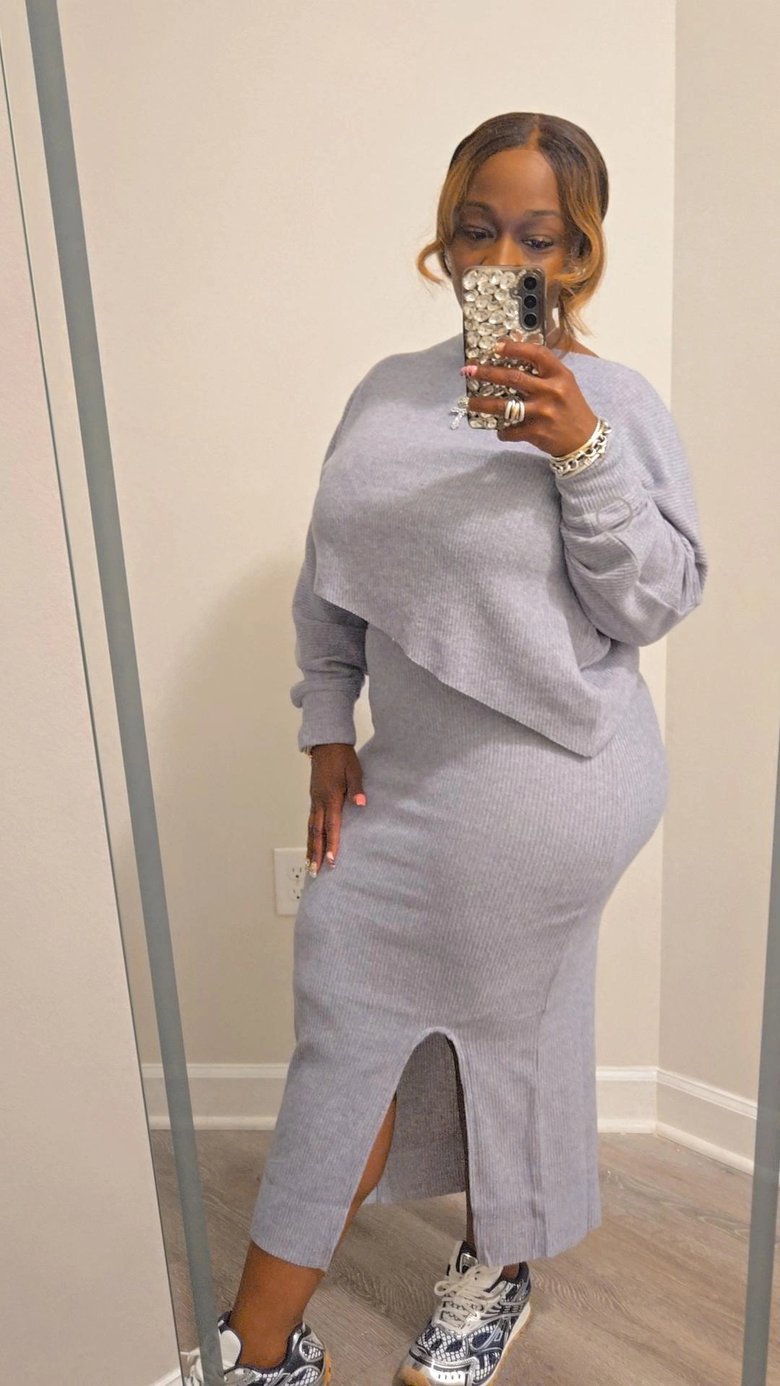 Image of Ribbed assymetric skirt set