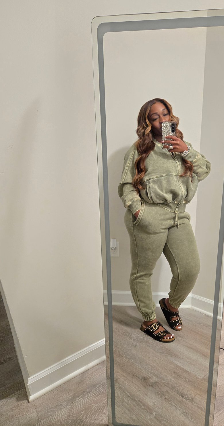 Image of Olive Mineral Wash Jogger Set