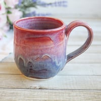 Image 8 of Pink and Purple Glazed Pottery Mug, 11 Ounce, Handcrafted Stoneware Cup, Made in USA