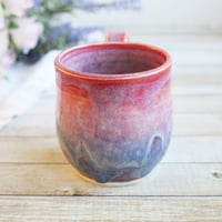Image 3 of Pink and Purple Glazed Pottery Mug, 11 Ounce, Handcrafted Stoneware Cup, Made in USA