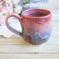 Image 2 of Pink and Purple Glazed Pottery Mug, 11 Ounce, Handcrafted Stoneware Cup, Made in USA