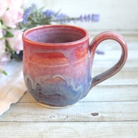 Image 6 of Pink and Purple Glazed Pottery Mug, 11 Ounce, Handcrafted Stoneware Cup, Made in USA
