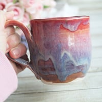 Image 7 of Pink and Purple Glazed Pottery Mug, 11 Ounce, Handcrafted Stoneware Cup, Made in USA