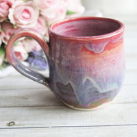 Image 9 of Pink and Purple Glazed Pottery Mug, 11 Ounce, Handcrafted Stoneware Cup, Made in USA