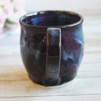 Image 2 of Cosmic Mug in Purple, Black and Blue Glazes, Handmade Pottery, Made in USA