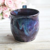 Image 3 of Cosmic Mug in Purple, Black and Blue Glazes, Handmade Pottery, Made in USA