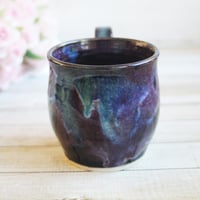 Image 4 of Cosmic Mug in Purple, Black and Blue Glazes, Handmade Pottery, Made in USA